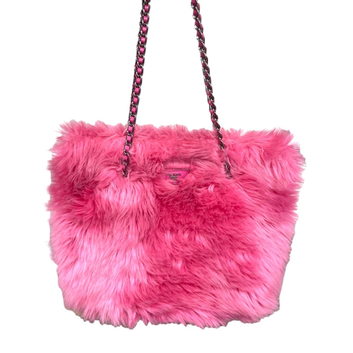 Treasures of NYC - Prada Pink Fuzzy Chain Shoulder Bag