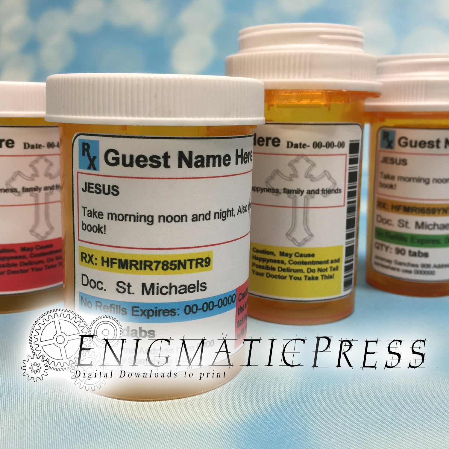 Editable Prescription Labels With Crosses Medication Stickers Fit 16 Enigmatic Press