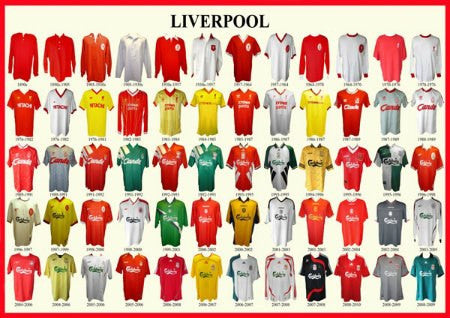 liverpool jerseys through the years