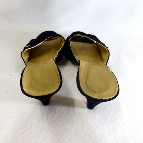 Black Velvet Mules with Diamonte Detail. Size 8 – Bettina Darling