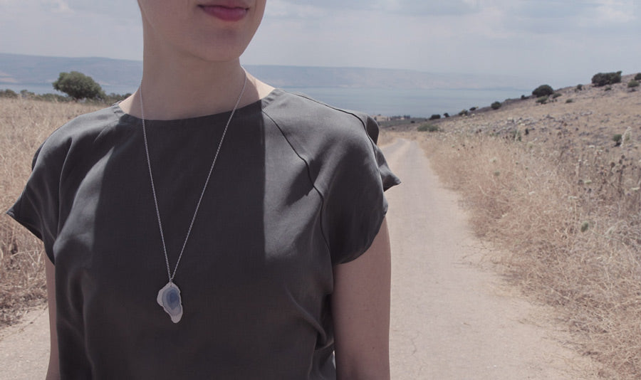 On a windy day, we took the sea of Galilee necklace on a road trip...