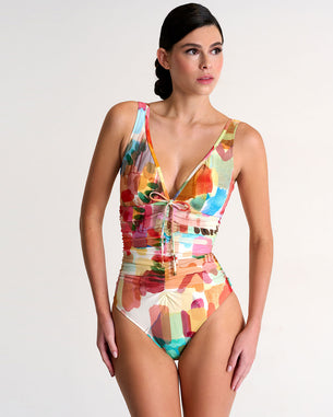 ODAWA Colorful Balloons Sunflower Womens One Piece Swimsuit with U