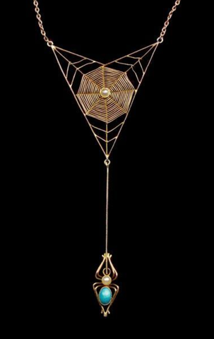 Spider Web Art Nouveau necklace circa 1910.