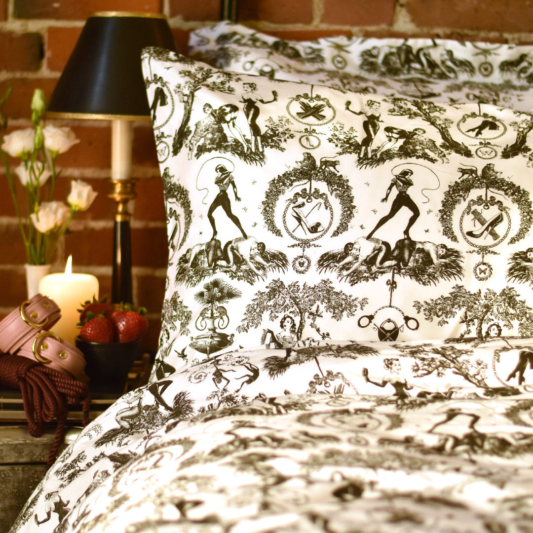 brown toile duvet cover