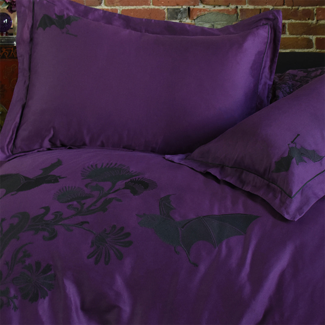 Elysian Fields Purple Emboridered Duvet Cover Cosmic Bedding By