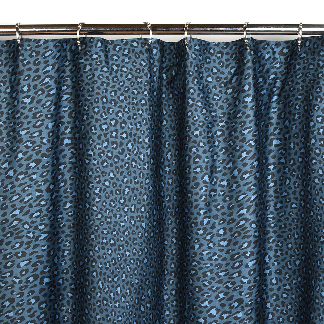 Wild Side Leopard Shower Curtain Navy Sin In Linen