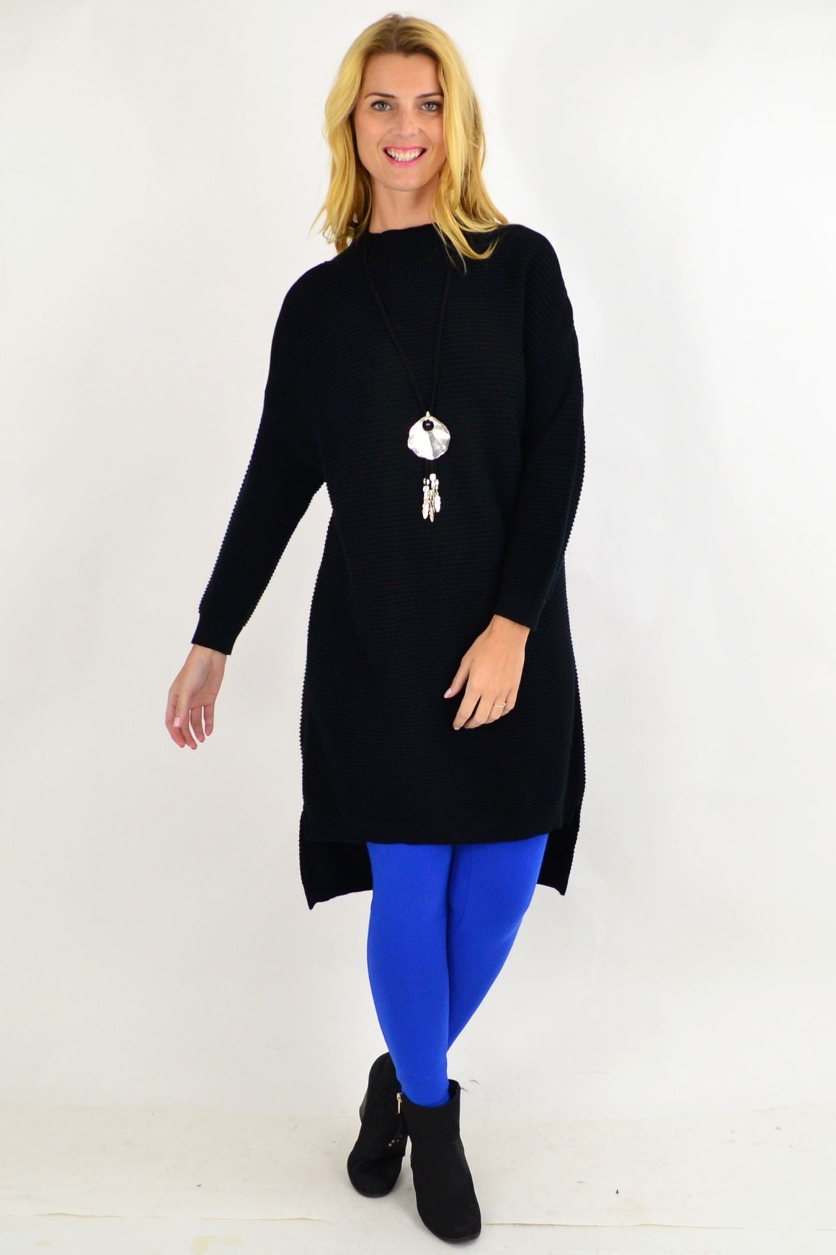 Black Ribbed Knit Tunic Dress By Orientique I Love Tunics