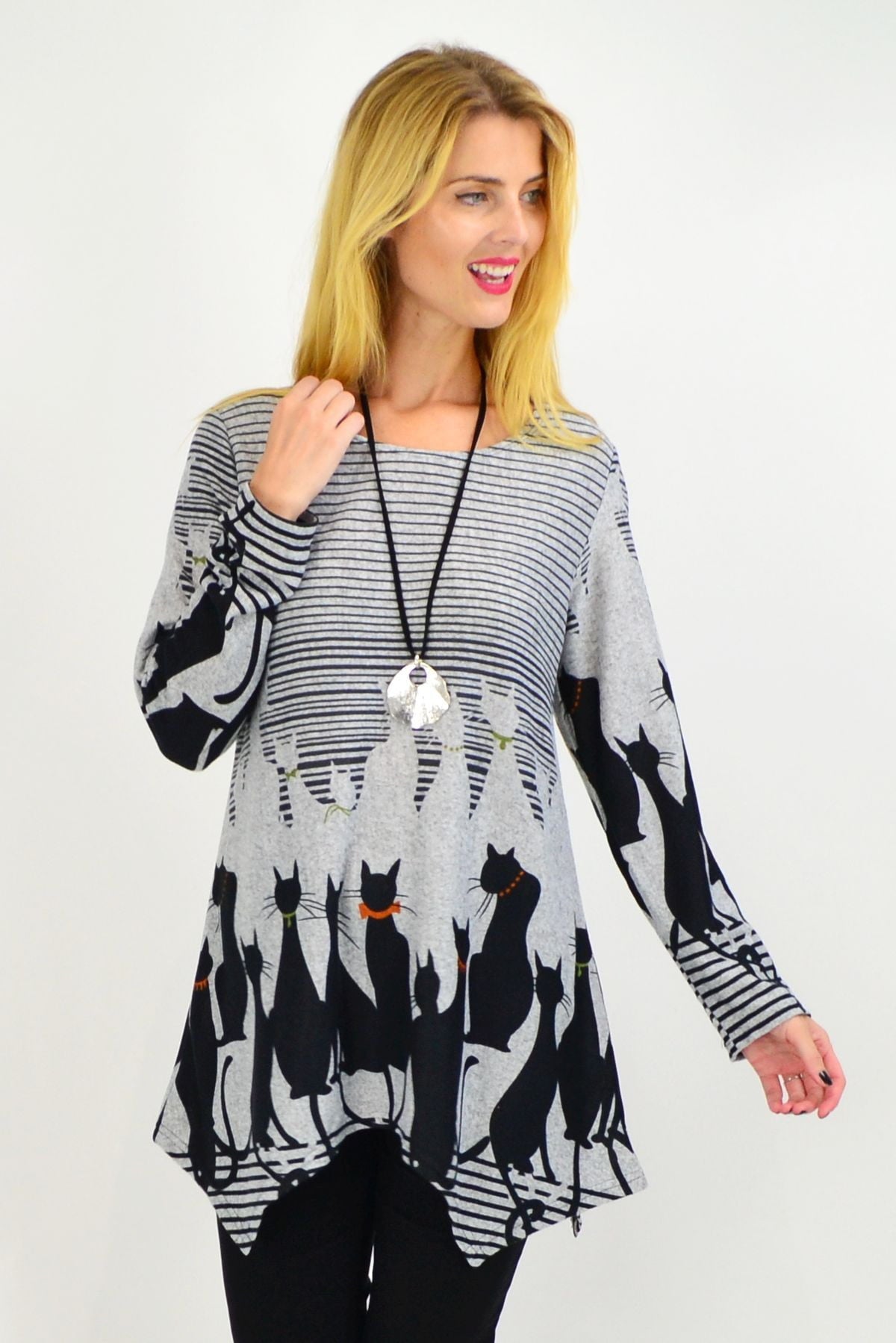 Black Winter Kitty Cat Tunic Top | I Love Tunics