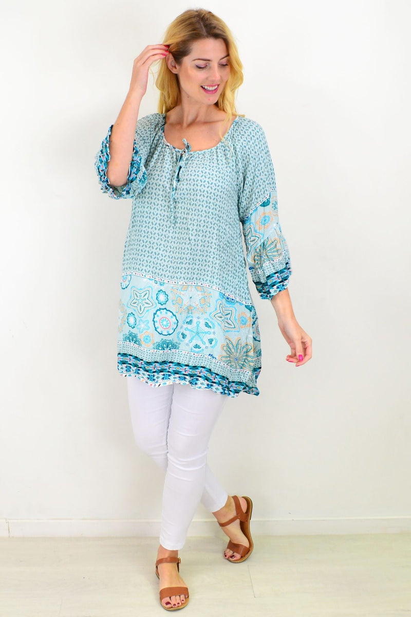 Aqua Star Fish Crinkle Tunic Top | I Love Tunics