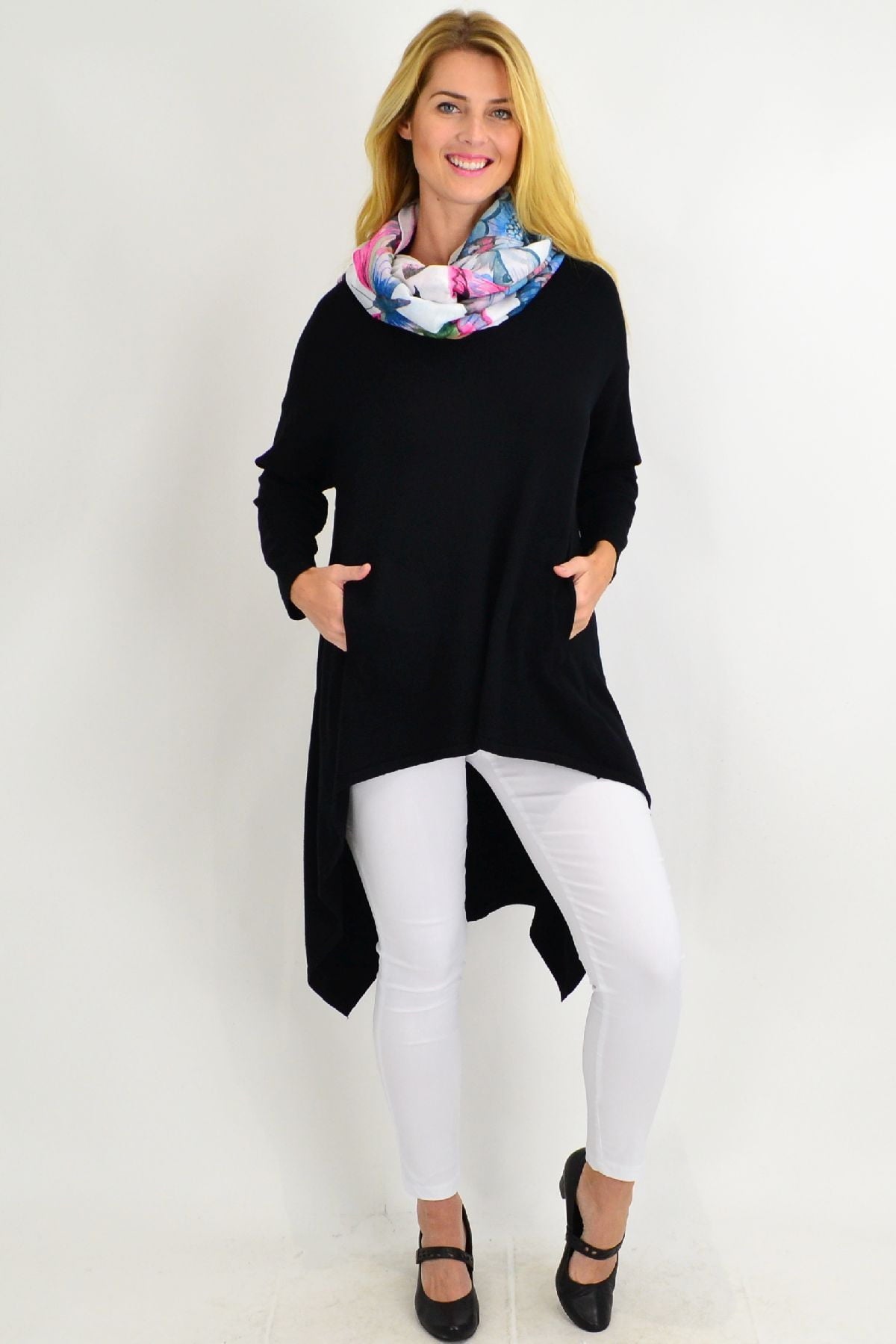 ladies black tunic jumper