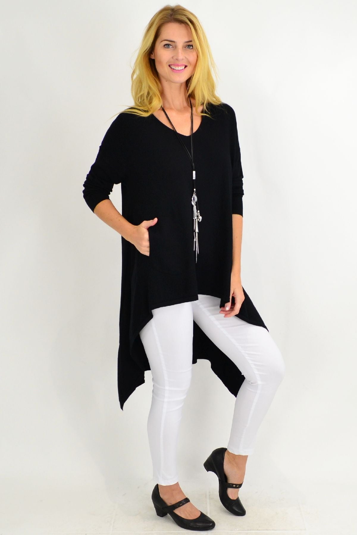 ladies black tunic jumper