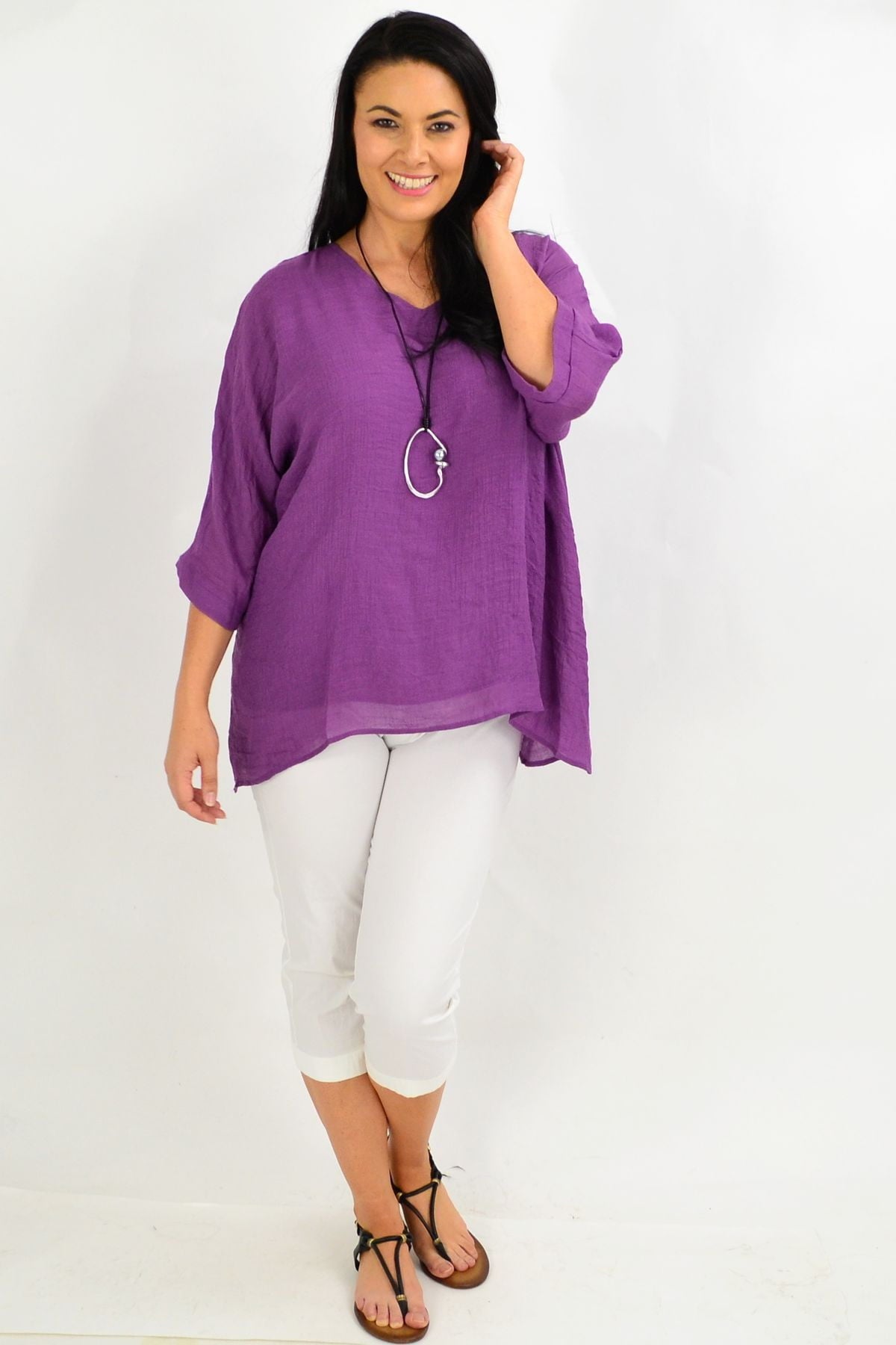 Purple Slop Sleeve Tunic Top | I Love Tunics