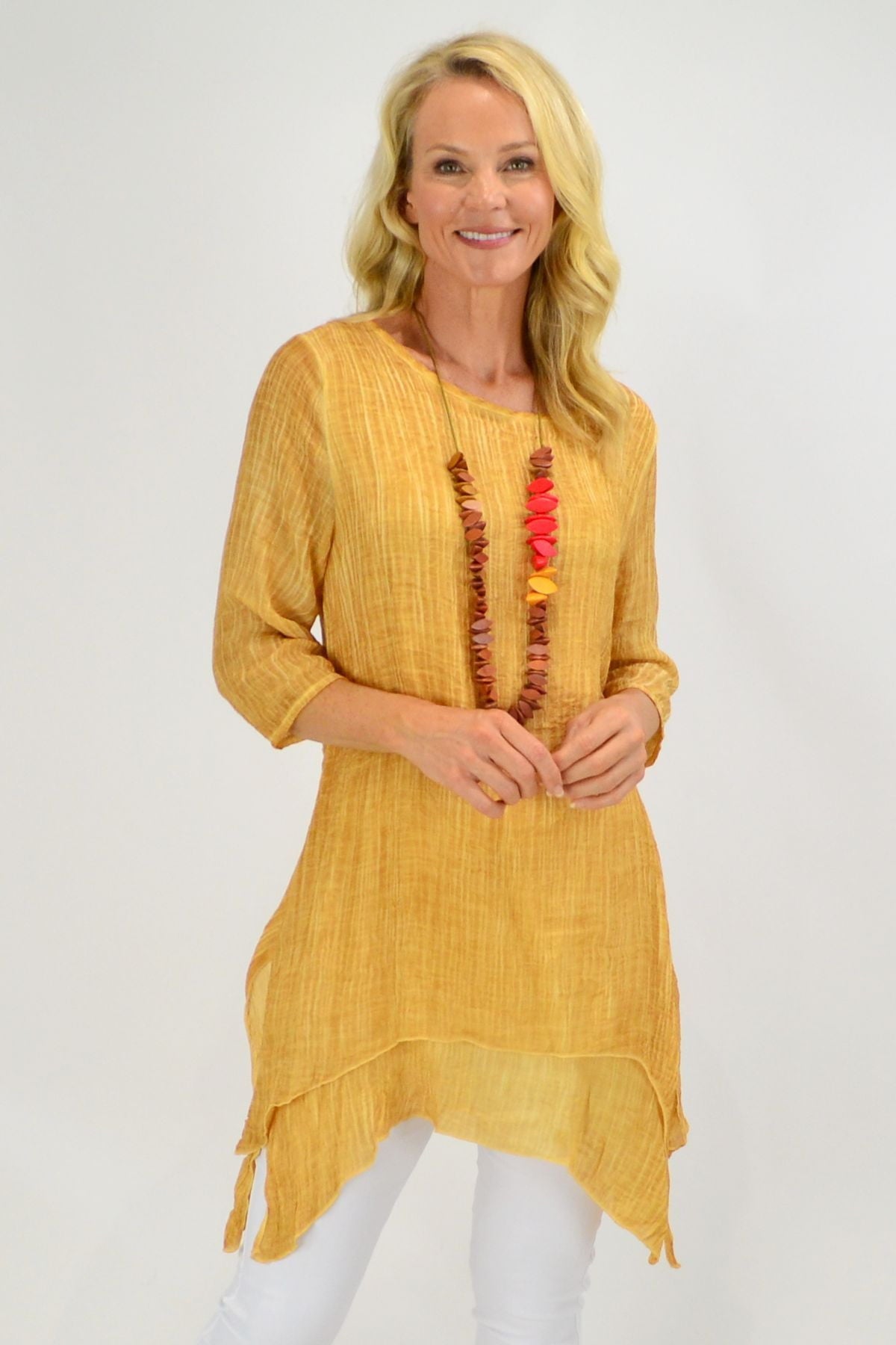 mustard-textured-3-4-sleeve-overlay-tunic-top-i-love-tunics