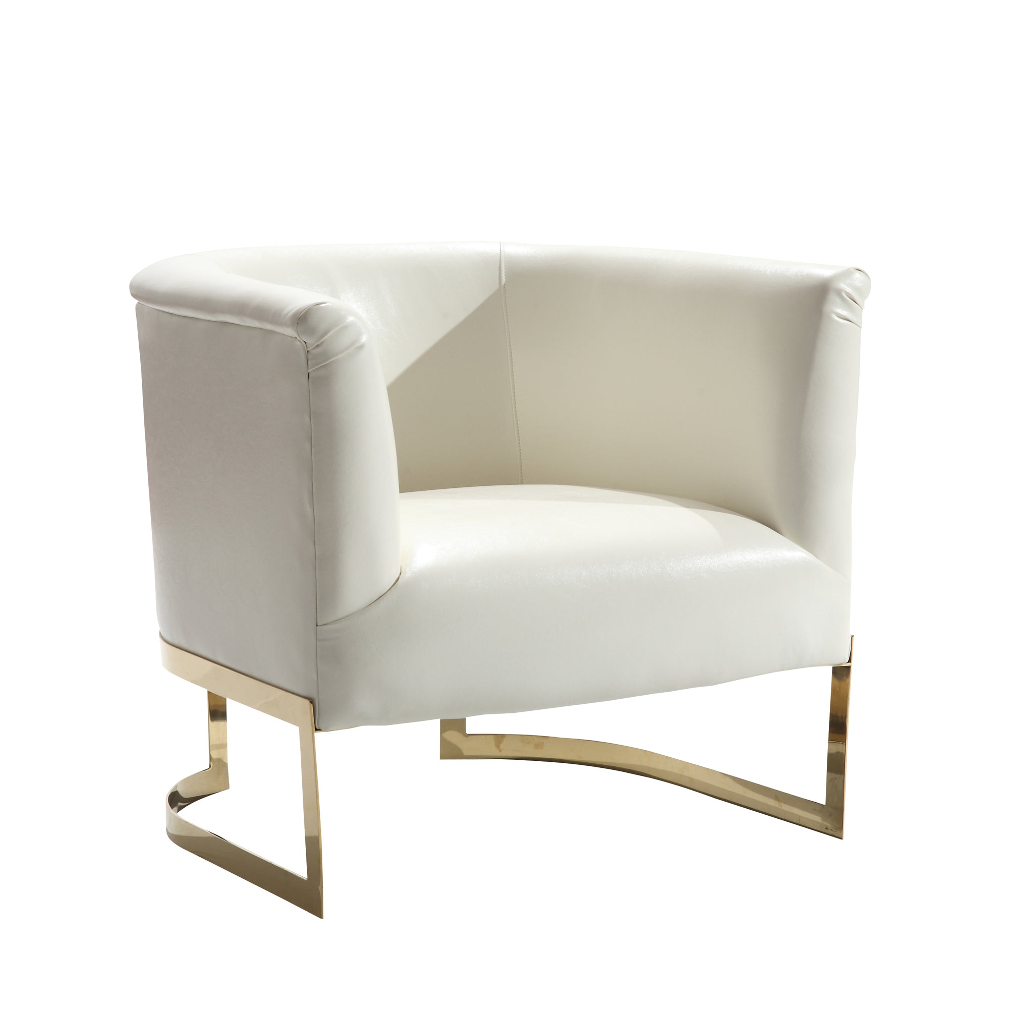 Armen Living Lc560chwh Elite Contemporary Accent Chair In White And Gold Finish