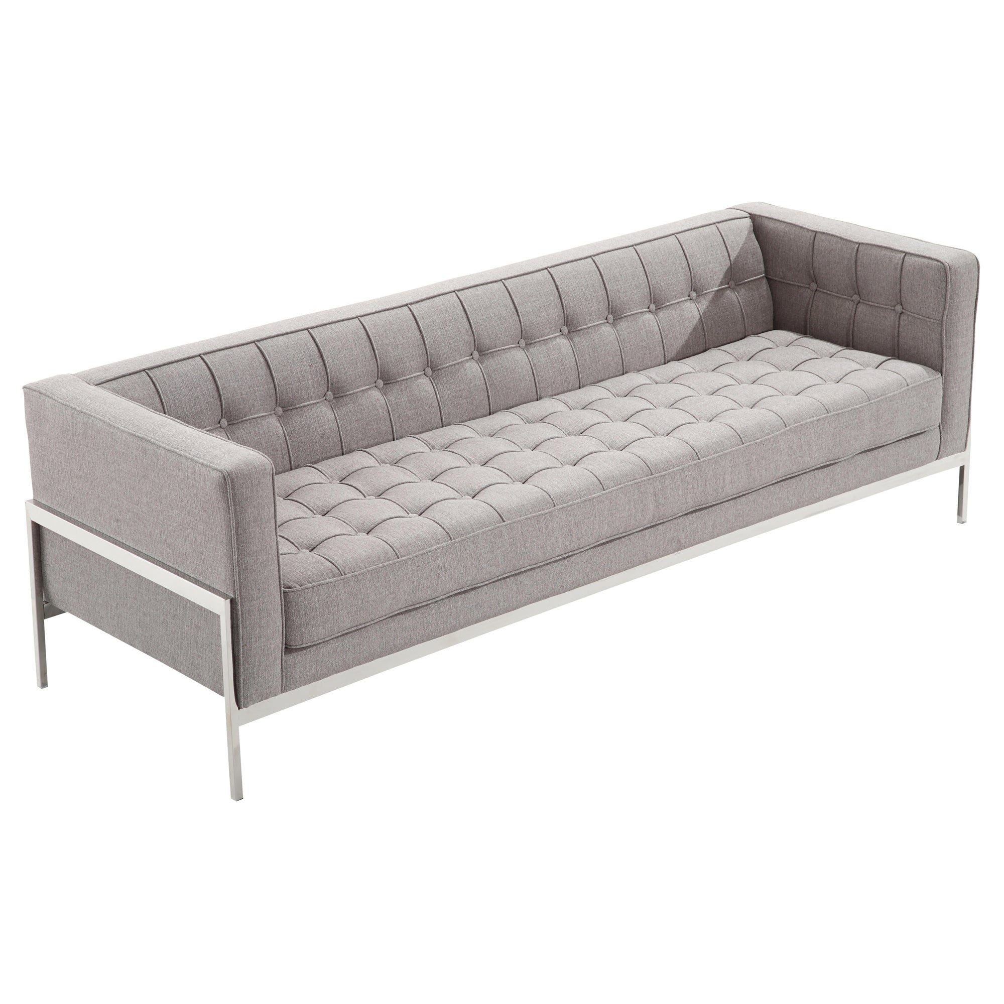 Armen Living Lcan3gr Andre Contemporary Sofa In Gray Tweed And Stainless Steel