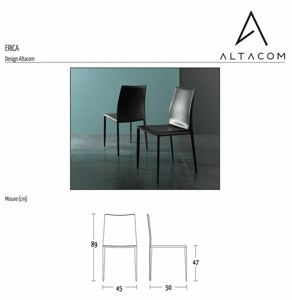 Erica split leather chair by Altacom Italia C11 Dove grey (tortora)