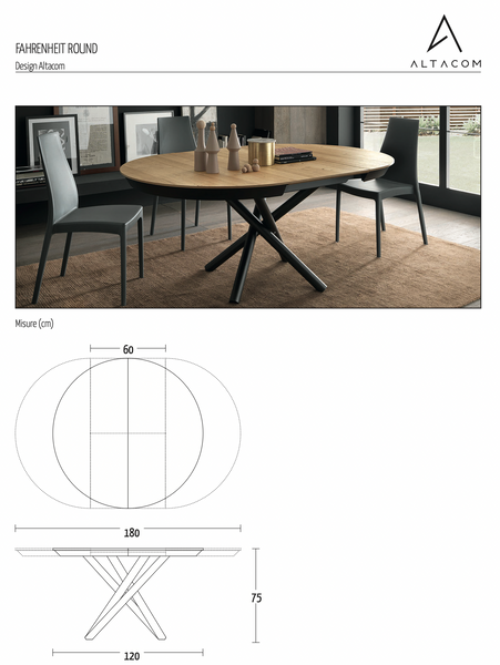 FAHRENHEIT ROUND BASE VENIRCIATA BIANCO OPACO M03 PIANO NOB. HALIFAX OAK N20