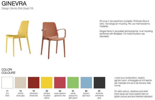 Chair sizes and colors