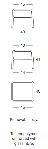 Vela side table sizes
