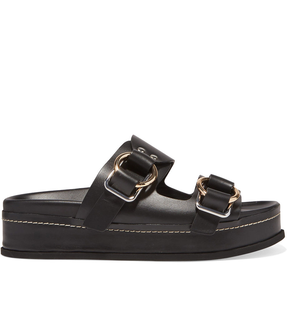 3.1 Phillip Lim - Black slip-on sandals 'Freida' leather platform shoes
