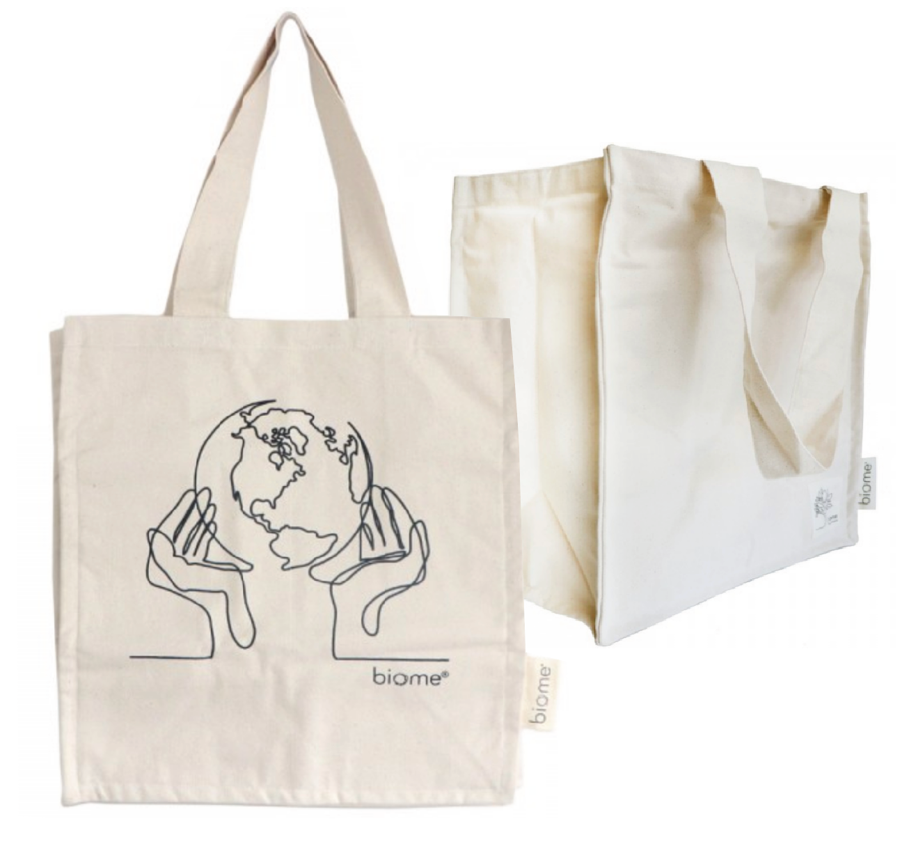 Biome - Organic cotton canvas tote bag - 'World in Our Hands'