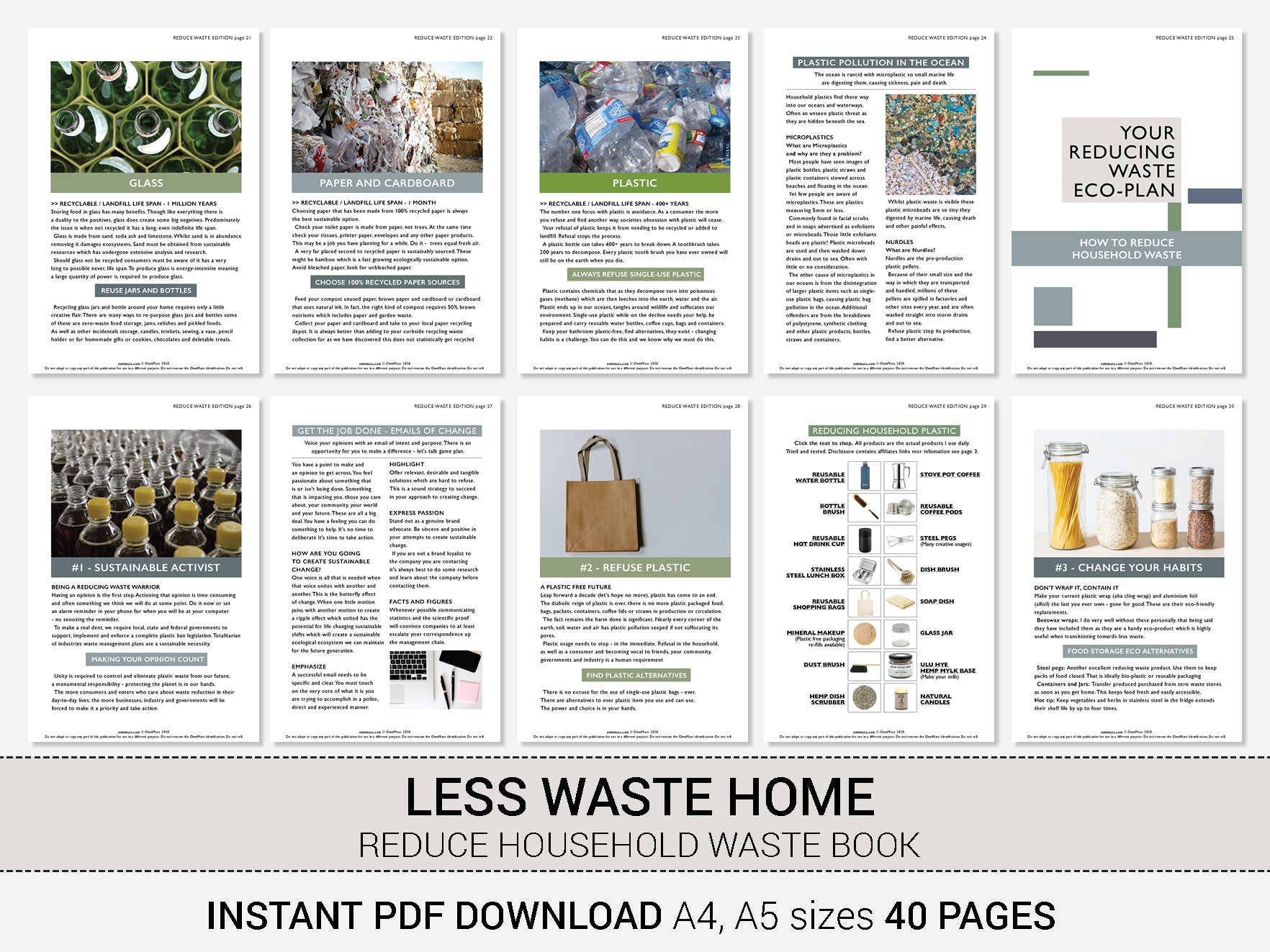 Less Waste Home Ebook; Step-by-step Sustainable Living