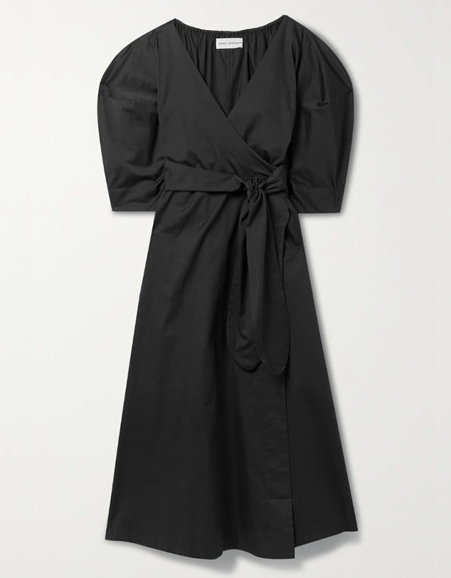 Mara Hoffman - 'Agnella' Organic Cotton Black Wrap Midi Dress