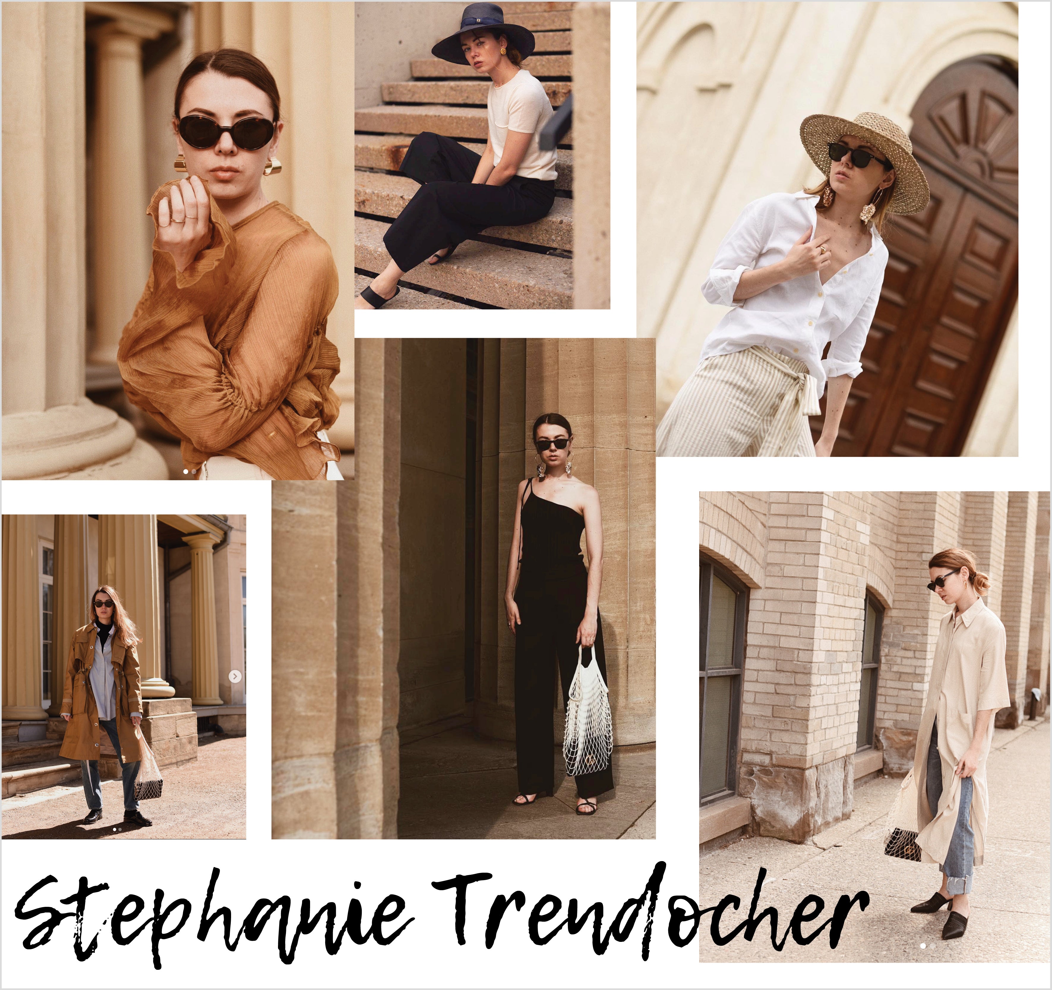 Collage of images of style influencer Stephanie Trendocher - Instagram feed of @beauxmondes featured in OwnMuse Style Muse