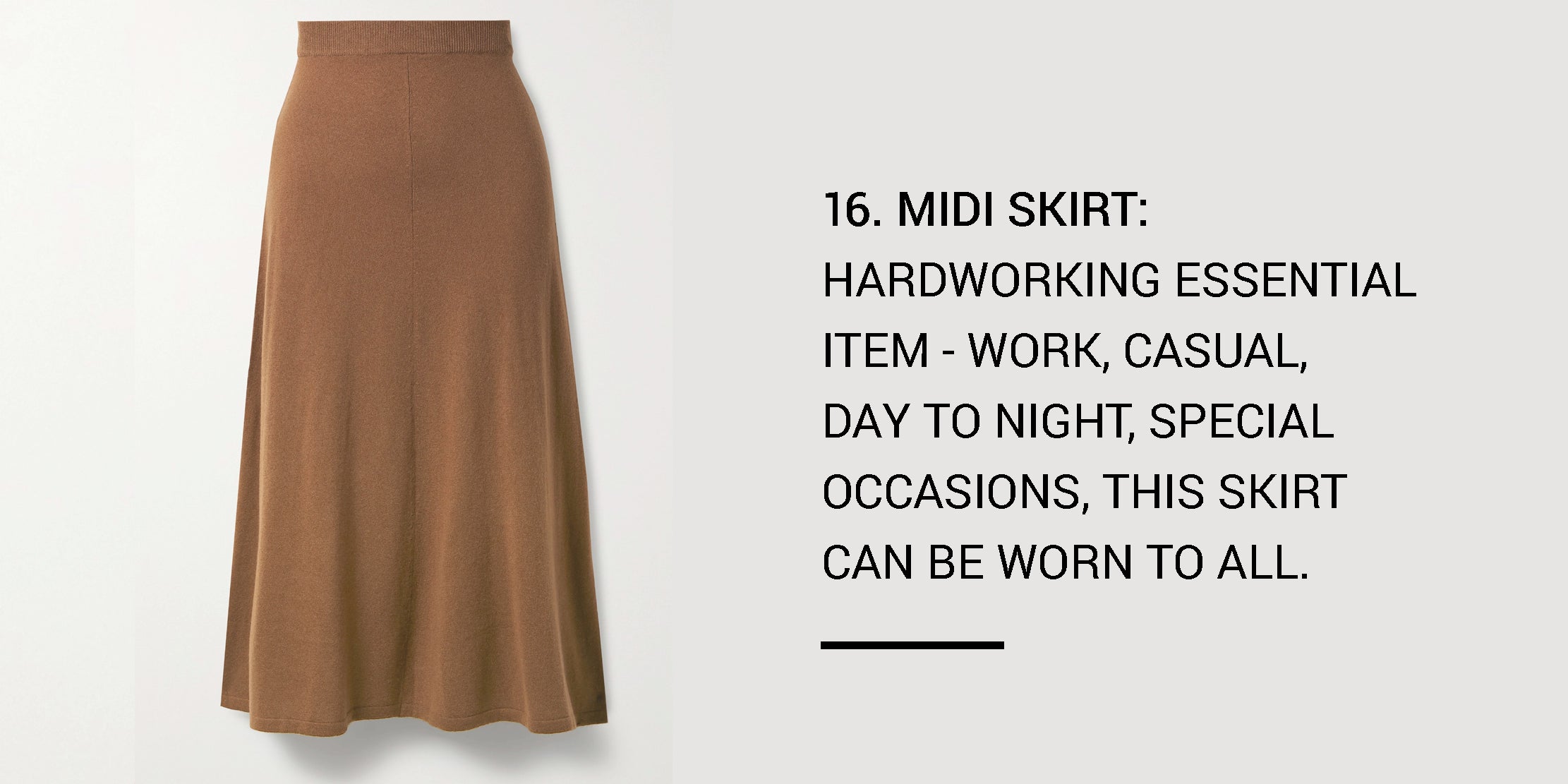 Year Round Capsule Wardrobe - 20 Essential Pieces - midi skirt -ownmuse