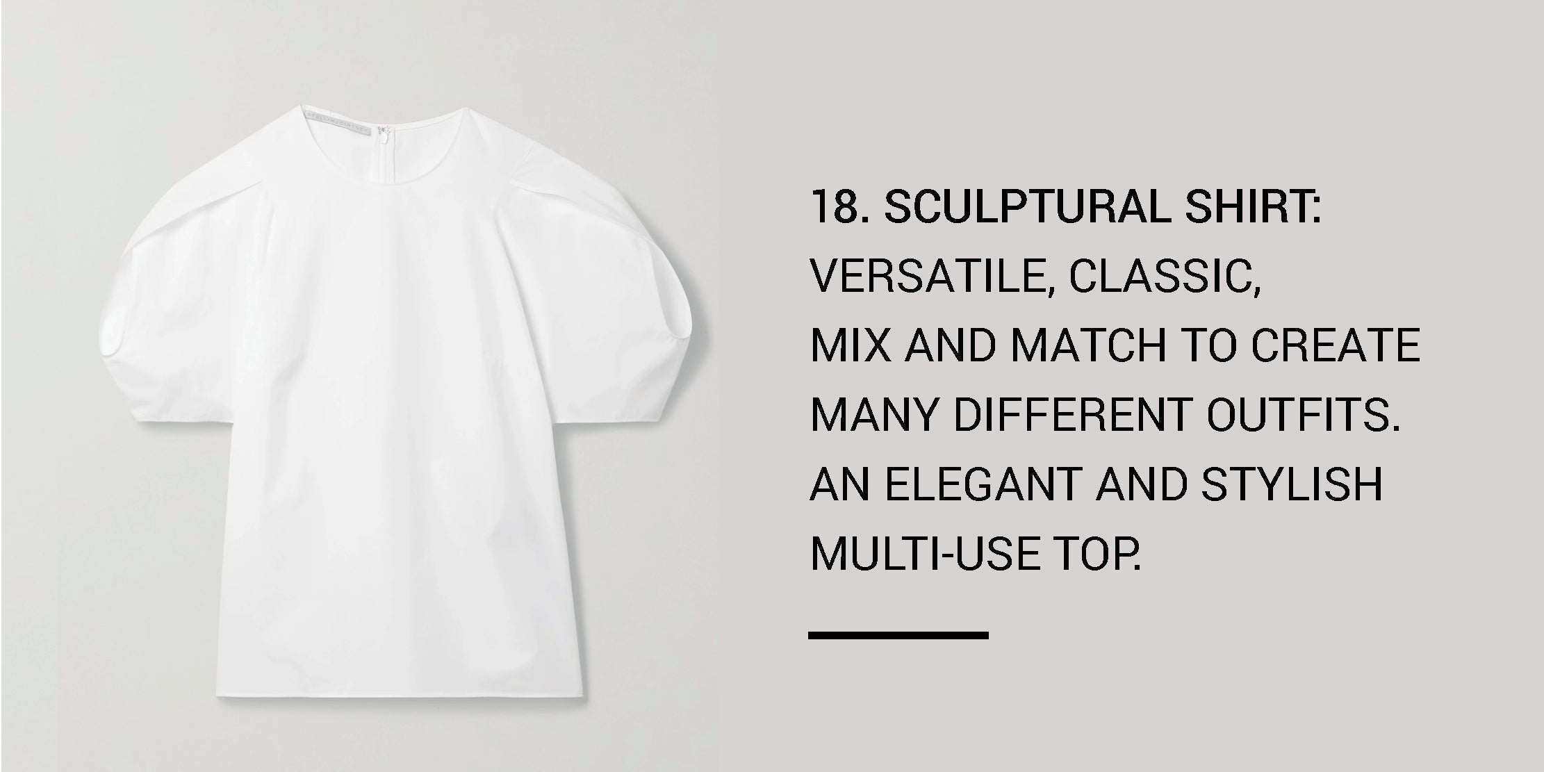 Year Round Capsule Wardrobe - 20 Essential Pieces - sculptural shirt -ownmuse