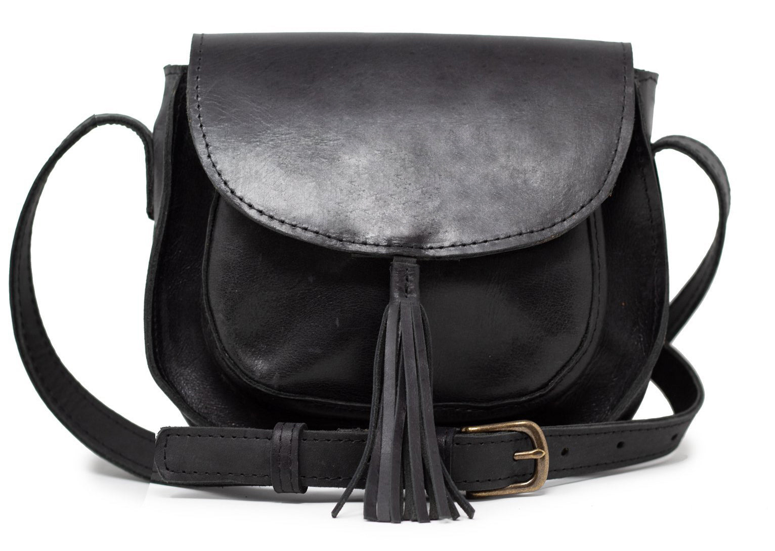 Able - Black leather shoulder bag - S19 tassel crossbody black bag