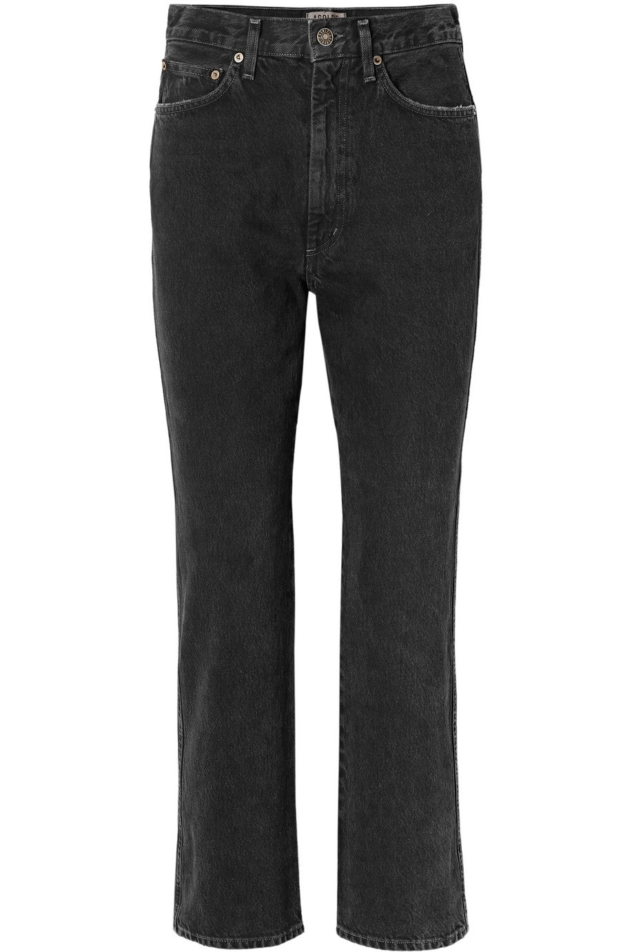 Agolde - Black denim cropped high rise flared jeans