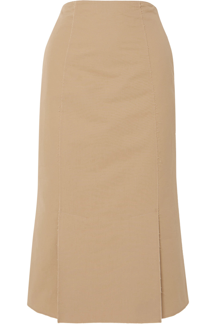 Brock Collection - Neutral frayed cotton poplin midi skirt