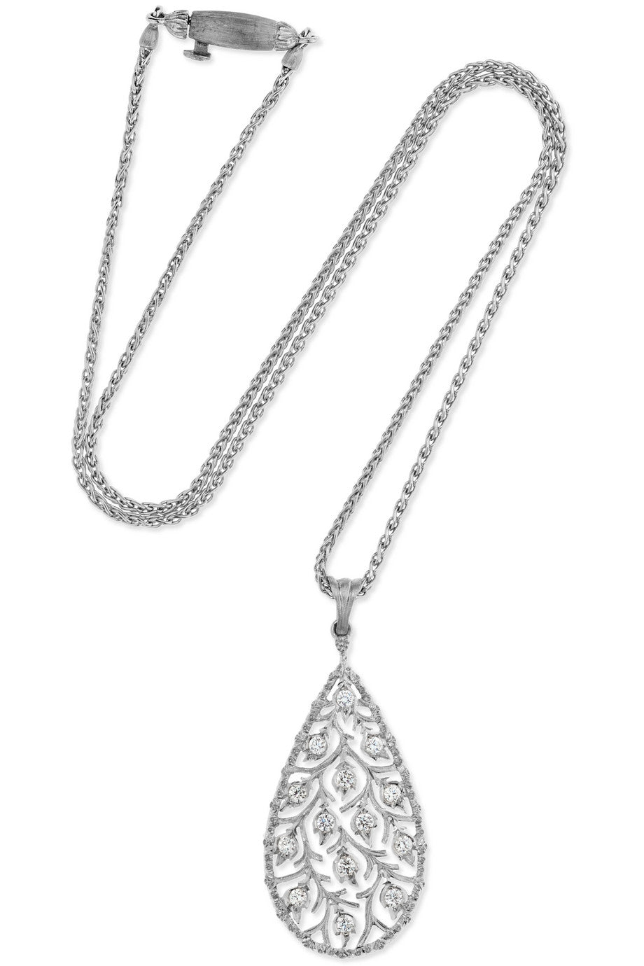 Buccellati - 'Ramage' 18-karat white gold diamond pendant necklace