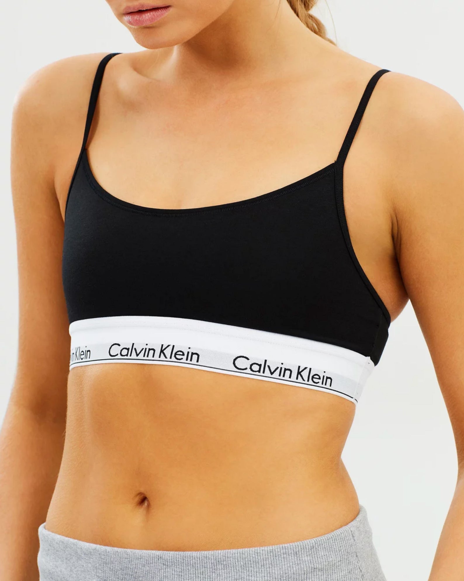Calvin Klein - Black modern cotton bralette crop top bra