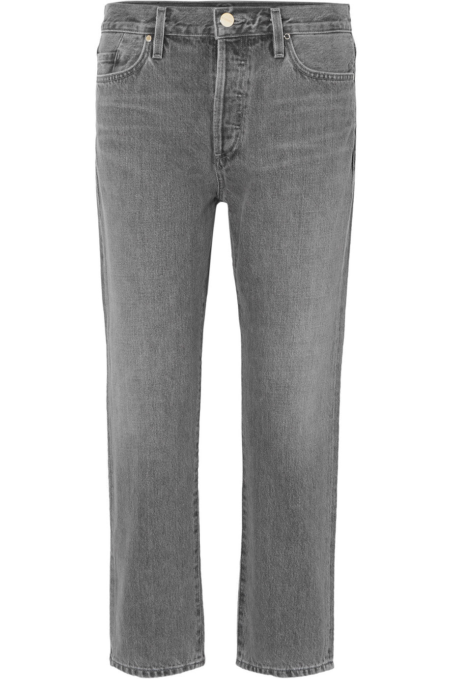 Goldsign - 'The low slung' grey gray denim cropped mid-rise straight-leg jeans