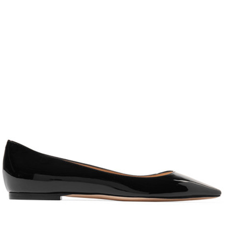 Jimmy Choo - Black patent leather pointed flat shoes