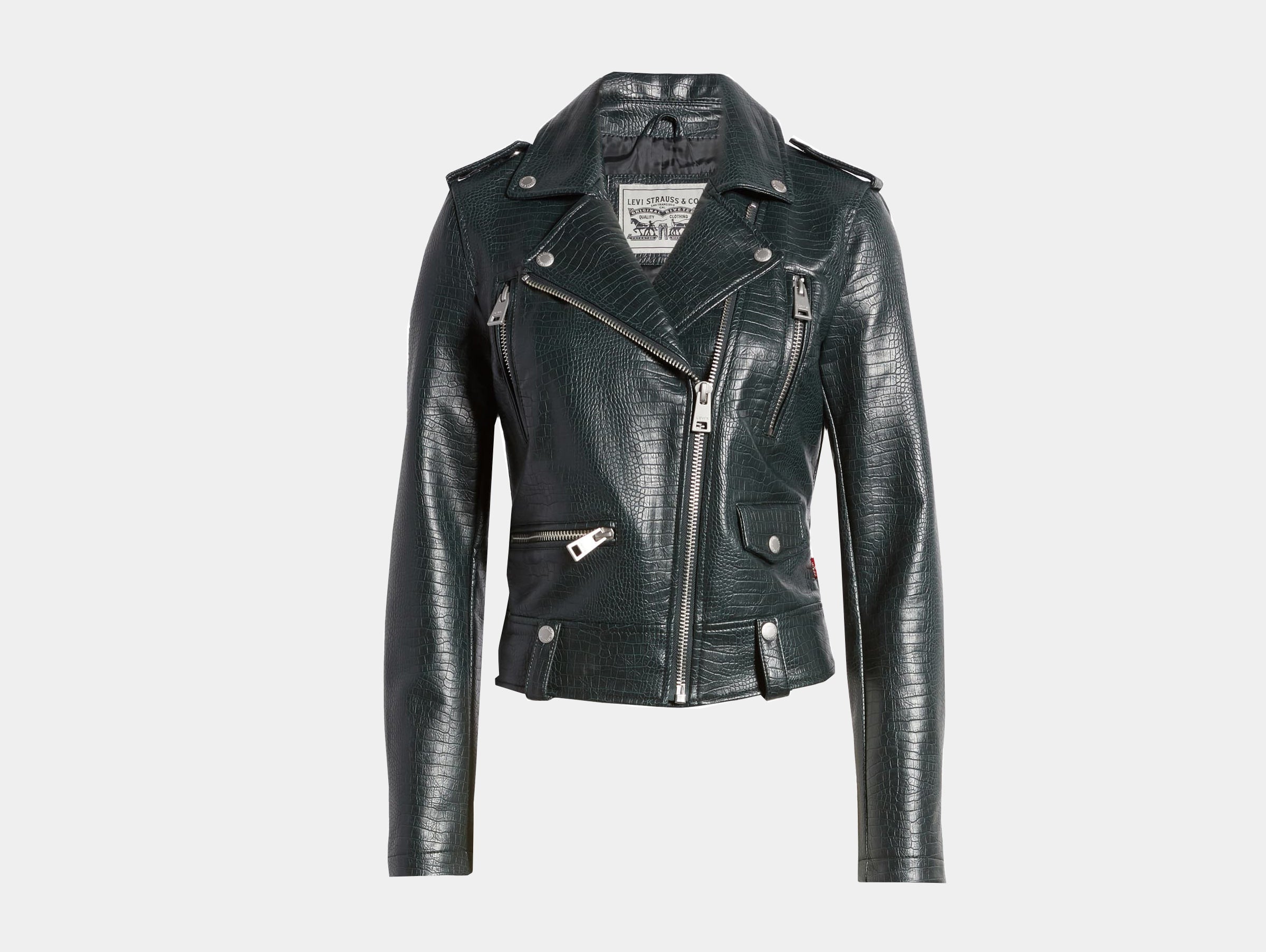 Levi's - Vegan faux leather moto green black biker jacket