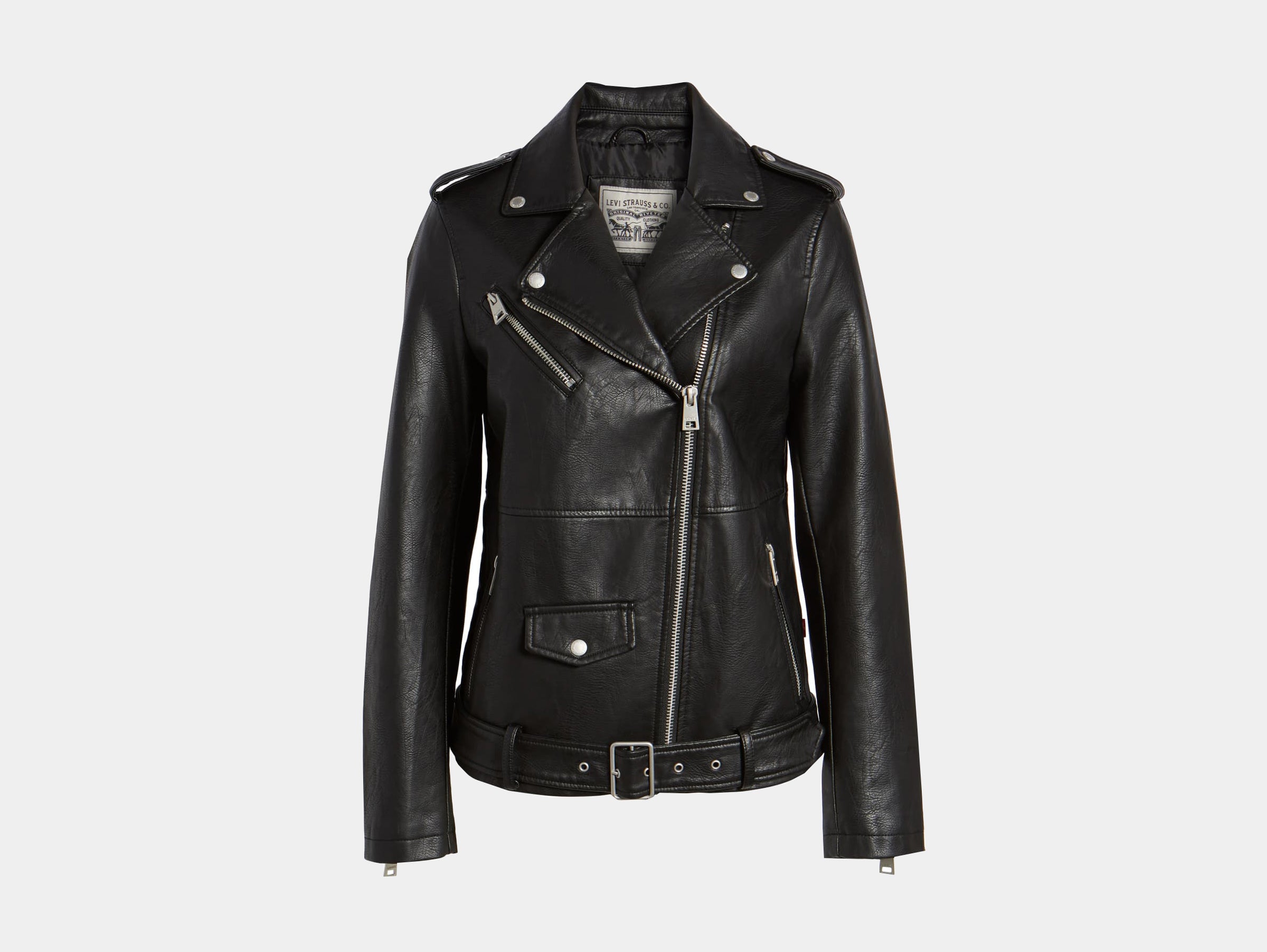 Levis - Vegan oversize faux black leather moto jacket