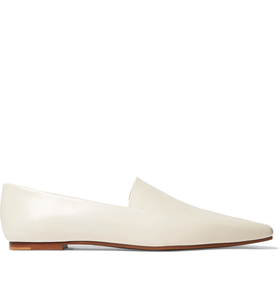 The Row - white neutral minimal leather loafers flat shoes