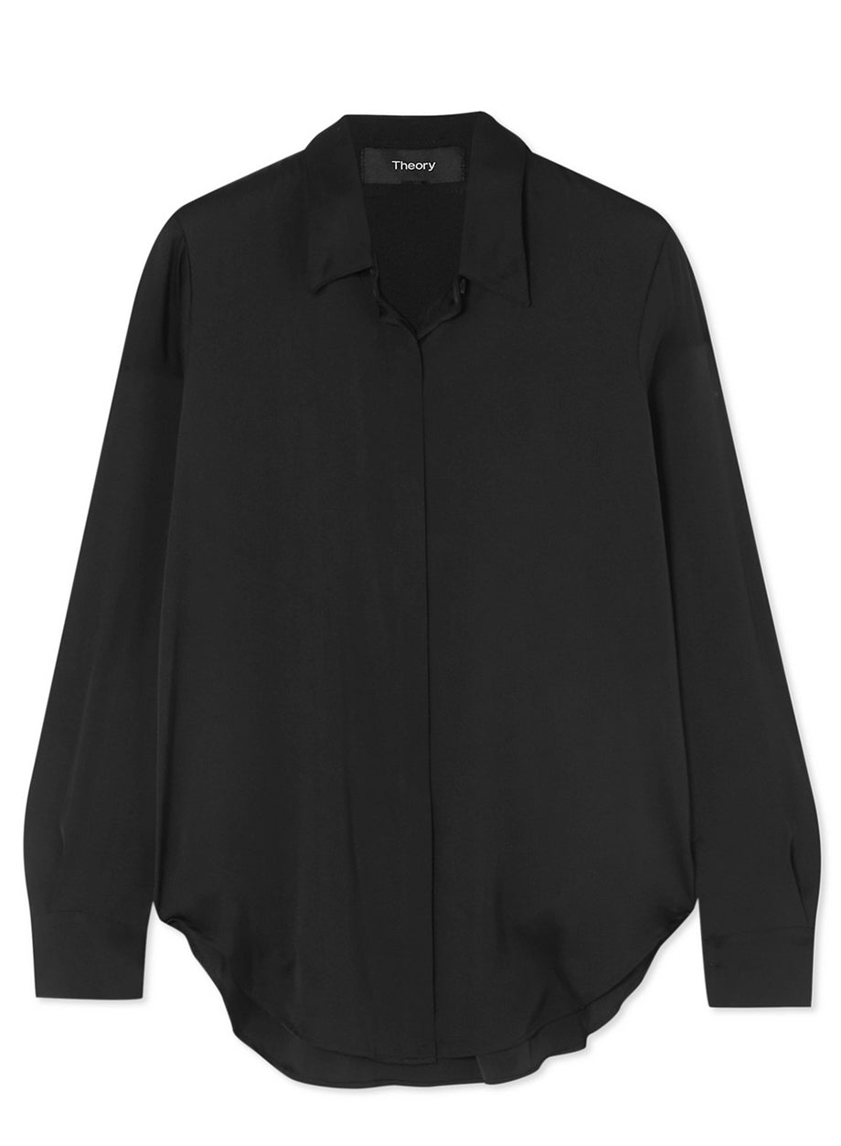 Theory - Black sunaya stretch silk shirt