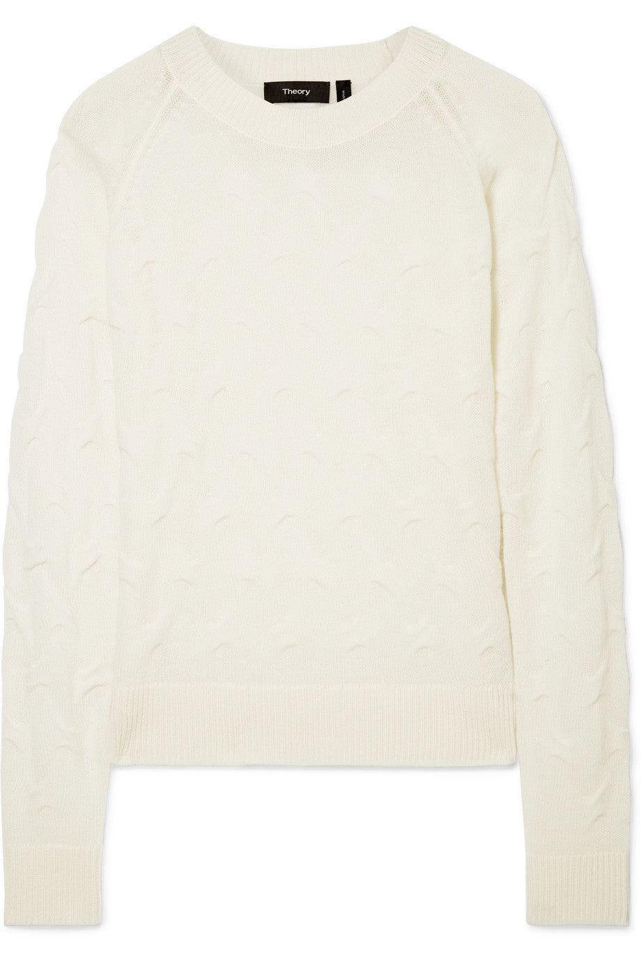 Theory - Textured ivory white cashmere round-neck sweater