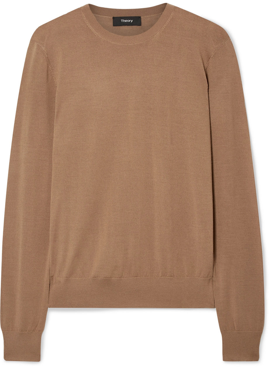 Theory - Wool blend neutral round neck sweater
