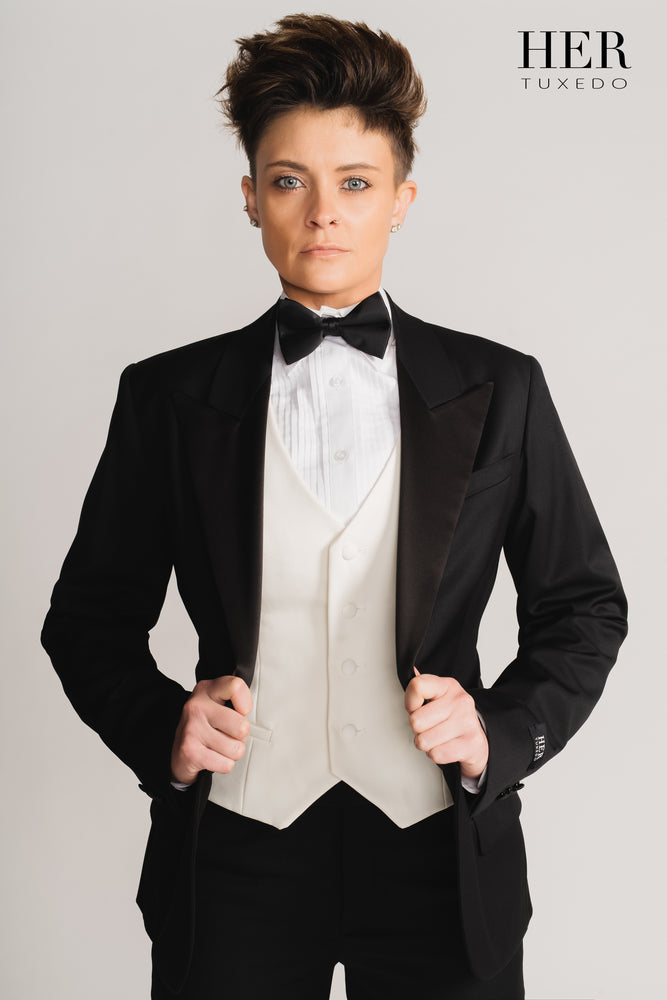 Tuxedos For Women Woman Formal Wear Womens Classic Black Wool Tuxedo Woman White Standard 