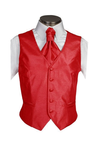 Scarlet Red Poly Dupion Waistcoat  ( Loose Fit) - Her Tuxedo