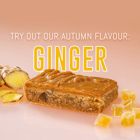 Try out our Autumn flavour: Ginger. Bar of handmade Ginger Fudge surrounded by Stem Ginger and ginger