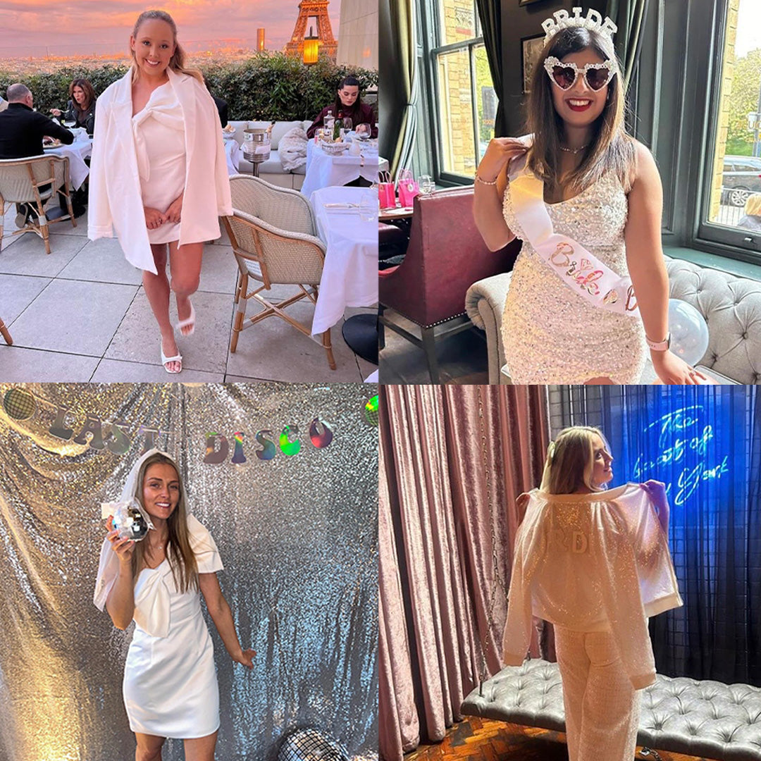 Real brides wearing hen party dresses
