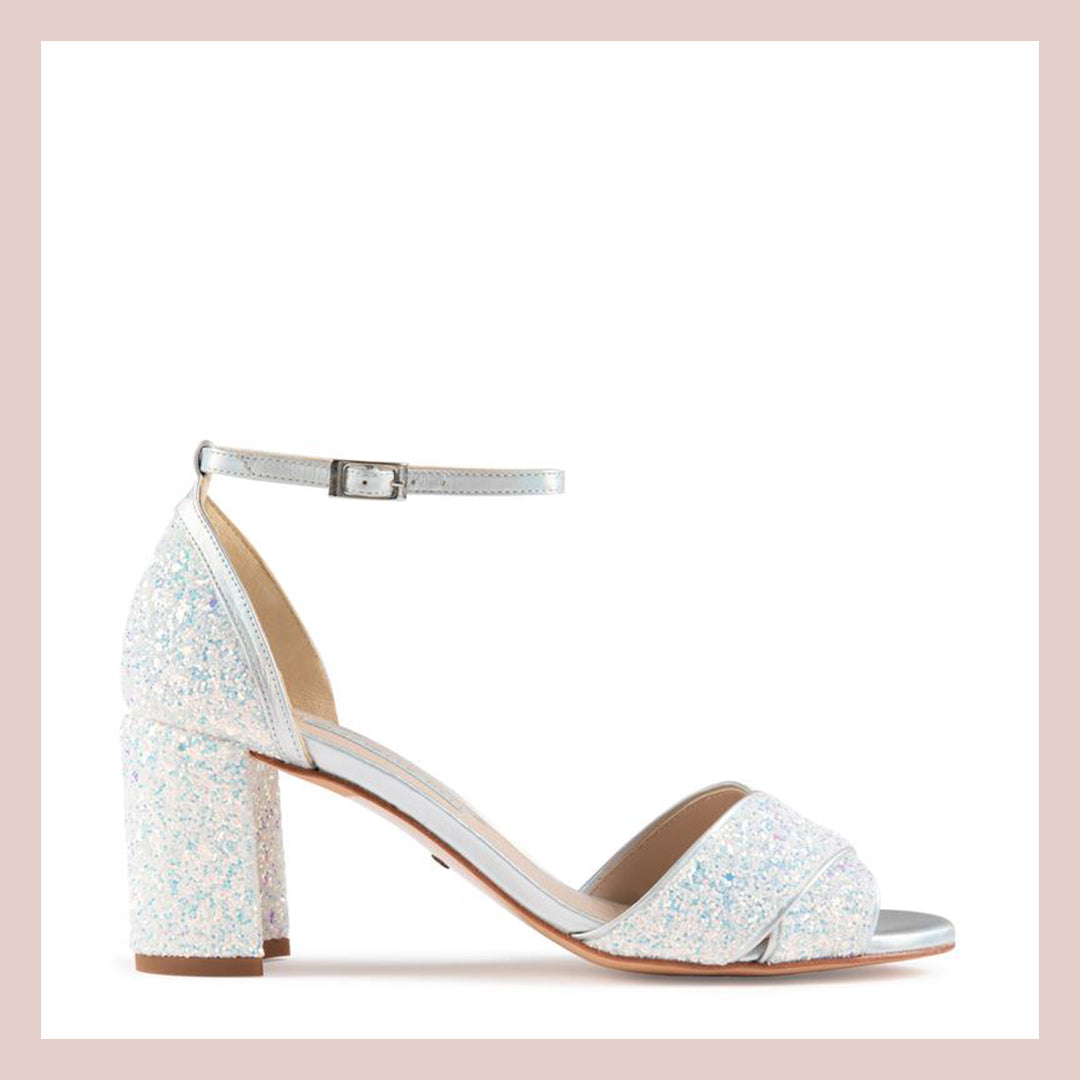 Unicorn Glitter low block heeled wedding shoe by Charlotte Mills