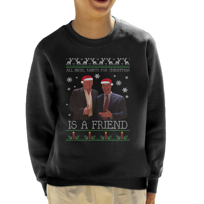 Donald Trump Nigel Farage Friends Christmas Knit Kid S Sweatshirt