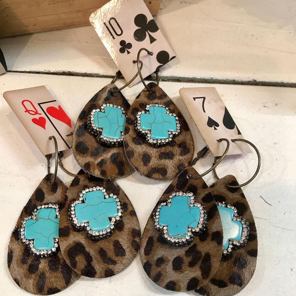 LV Teardrop Leather Earrings - by Sandra Ling